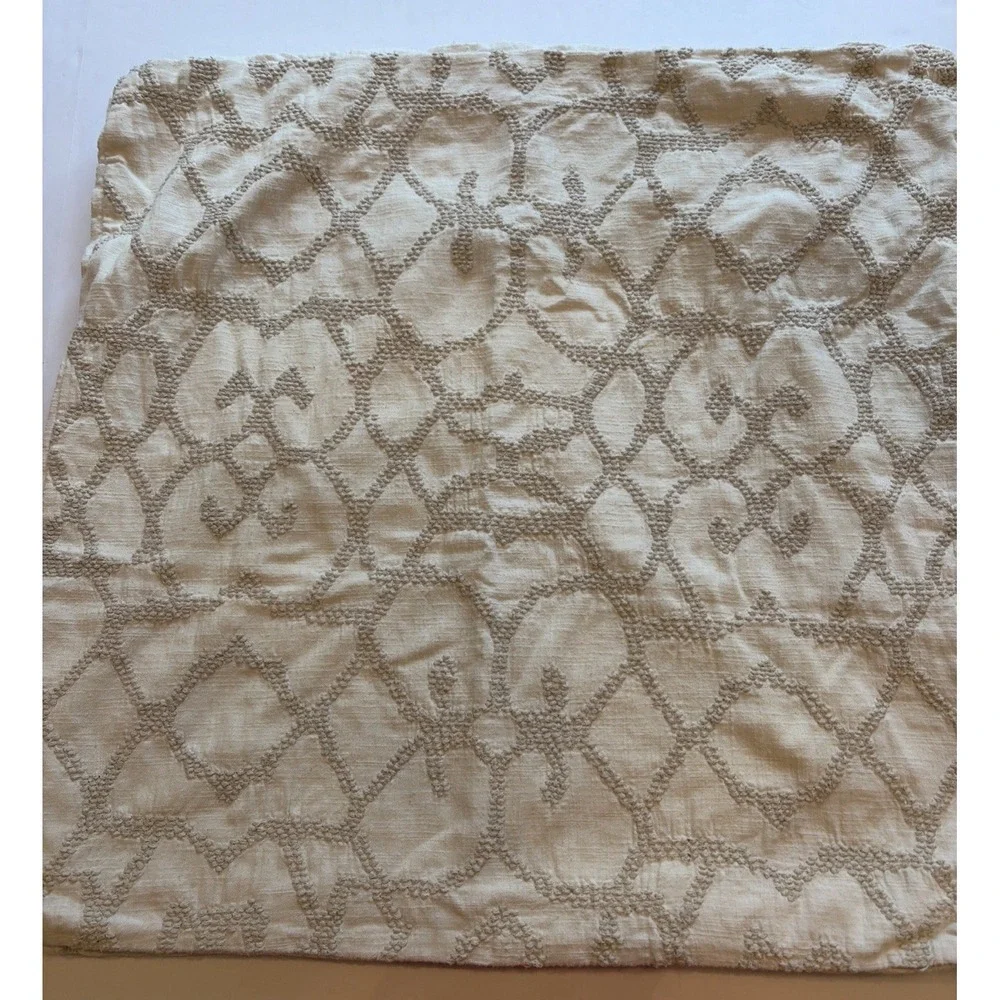 RH Restoration Hardware Textural Seed Stitch Cotton Pillow Cover Sham Euro Ivory
